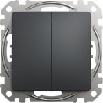 Schneider Electric Sedna Χωνευτός Διακόπτης Τοίχου Διπλός χωρίς Πλαίσιο Ανθρακί