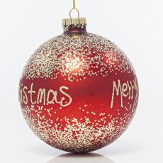 Eurolamp Μπάλα Γυάλινη Κόκκινη/Σαμπανί 10cm Merry Christmas Σετ 4 τεμ 600-42444