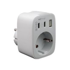 Φορτιστής Fast Charge 2x Type-C + USB-A + σούκο