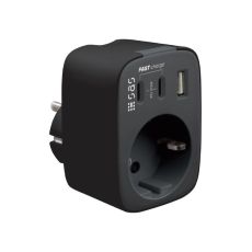 Φορτιστής Fast Charge 2x Type-C + USB-A + σούκο