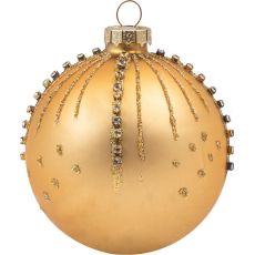 Lianos XMAS Χρυσή Γυάλινη Χριστουγεννιάτικη Μπάλα 8cm, Σέτ 6 τεμαχίων
