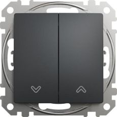 Schneider Electric Χωνευτός Διακόπτης Τοίχου Ρολών Διπλός χωρίς Πλαίσιο Ανθρακί