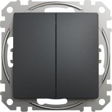 Schneider Electric Sedna Χωνευτός Διακόπτης Τοίχου Διπλός χωρίς Πλαίσιο Ανθρακί