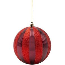 Eurolamp Πλαστικη Μπαλα Μπορντο Κοκκινο Glitter Σετ 6τμχ 10cm