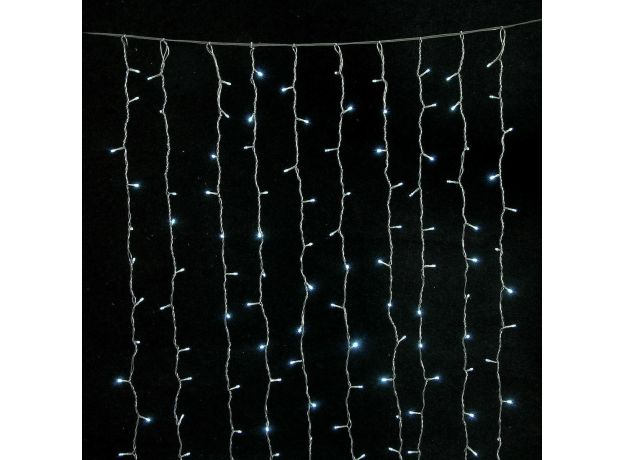 LianosXmas 360Led Σταθερή Συμμετρική Κουρτίνα Ip44 Με Επέκταση 200 x 200(H)cm,Διάφανο Καλώδιο/Λευκό Λαμπάκι