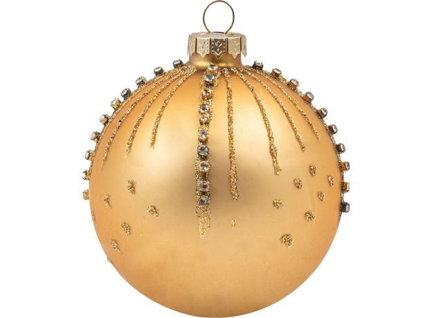 Lianos XMAS Χρυσή Γυάλινη Χριστουγεννιάτικη Μπάλα 8cm, Σέτ 6 τεμαχίων