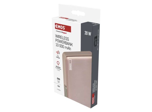 EMOS Powerbank WI 1031, 10 000 mAh, 20 W+Wireless, rosegold