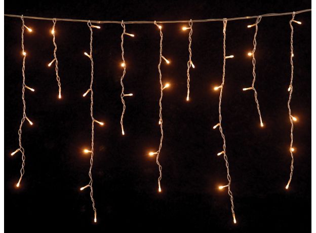 Lianos 100Led Σταθερή Ασύμμετρη Κουρτίνα Για Εσωτερική Χρήση Με Επέκταση 200 x 70(h)cm,Διάφανο Καλώδιο/Λευκό Λαμπάκι