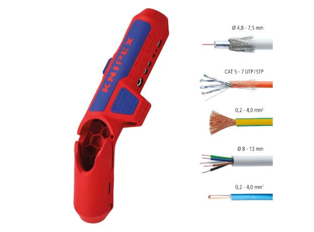 Knipex Απογυμνωτής Ομοαξονικών Καλωδίων με Μήκος 135mm ErgoStrip Για Αριστερόχειρες