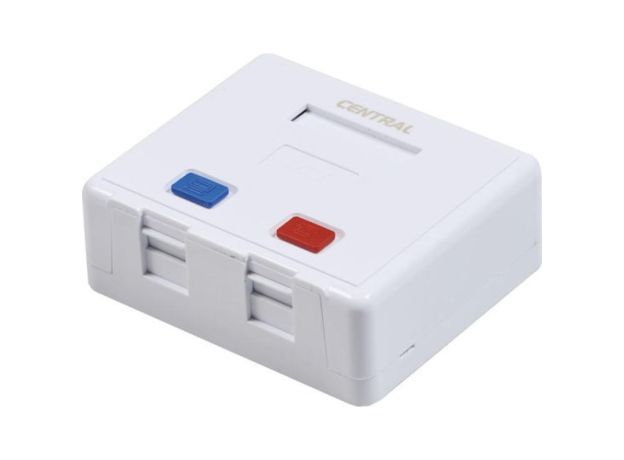 Central Διπλή Εξωτερική Πρίζα Δικτύου RJ45 Τύπου Cat5 σε Λευκό Χρώμα (Cat5e) 01-60-188