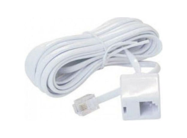 Comp Flat Τηλεφωνικό Καλώδιο RJ11 6P4C male - female 2m Λευκό (01.074.0063)