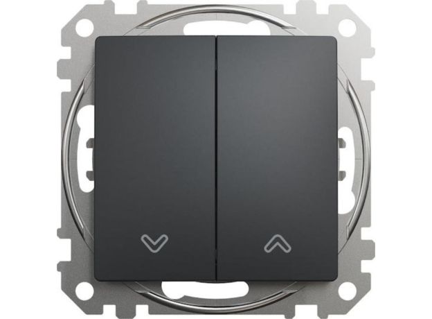 Schneider Electric Χωνευτός Διακόπτης Τοίχου Ρολών Διπλός χωρίς Πλαίσιο Ανθρακί