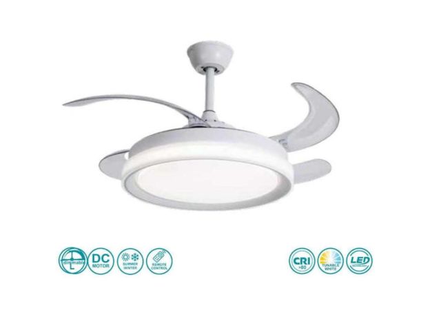 Lineme Caesio Ανεμιστήρας Οροφής 106cm με Φως Διάφανος / Λευκός