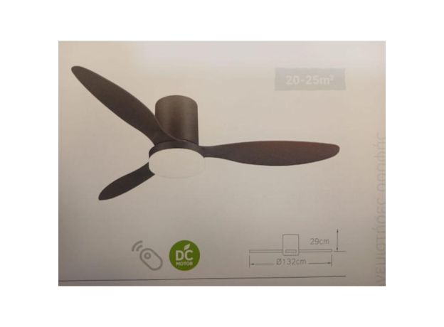 Lineme Hebe Ανεμιστήρας Οροφής 132cm με Φως Καφέ / Μαύρος