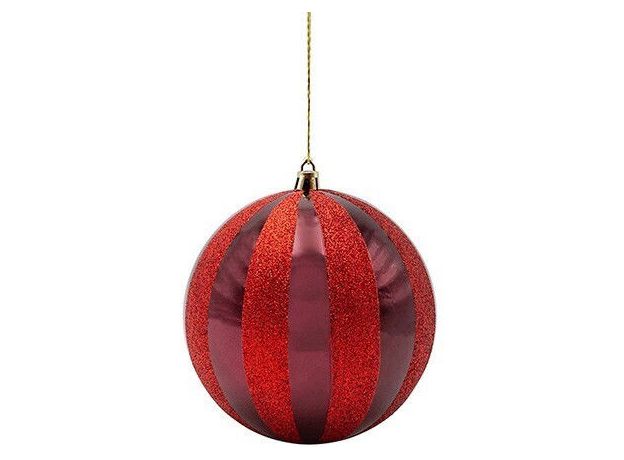 Eurolamp Πλαστικη Μπαλα Μπορντο Κοκκινο Glitter Σετ 6τμχ 10cm